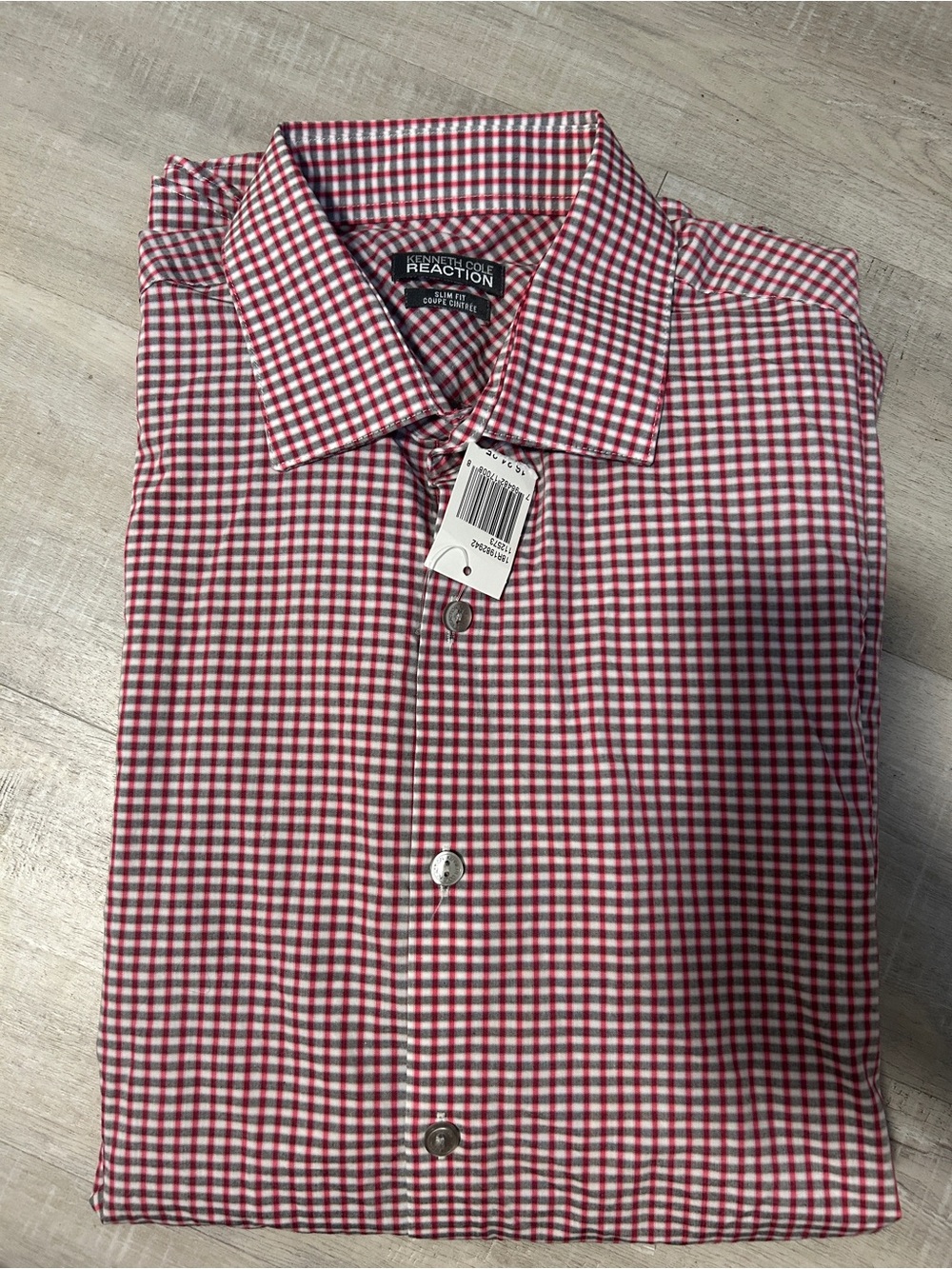 2 shirts : Kenneth Cole Red and White Gingham Dress Shirt